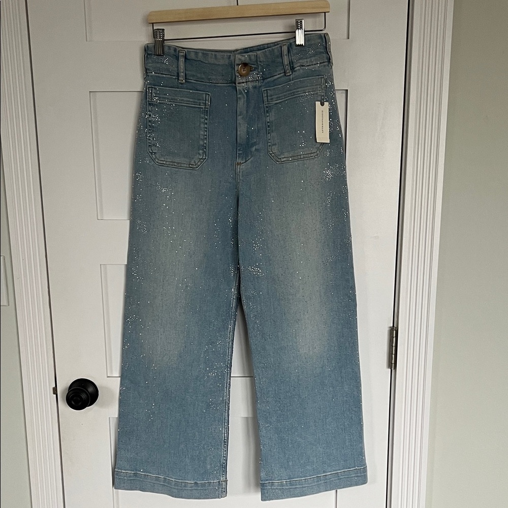 Maeve The Colette Light Blue Sparkle Denim Jeans NWT